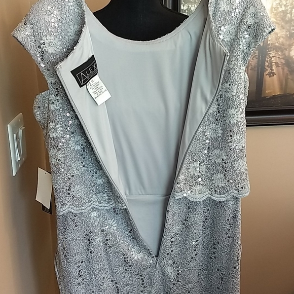 NWT Alex Evenings Dress Dove Gray‎ Silver - Gray Formal Dress - Picture 15 of 16